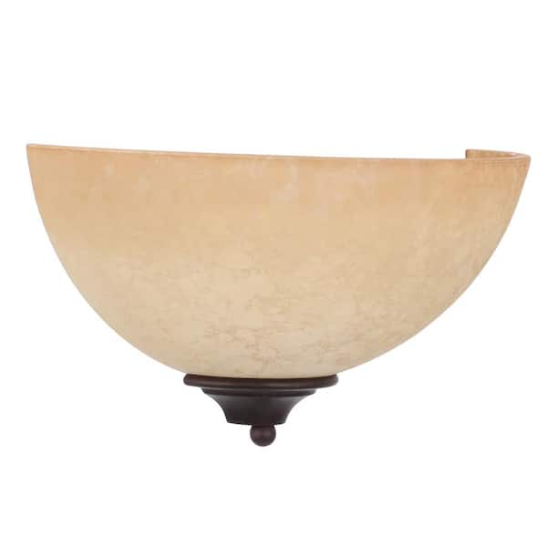 1-Light Old Bronze Sconce with Tuscan Suede Glass Shade