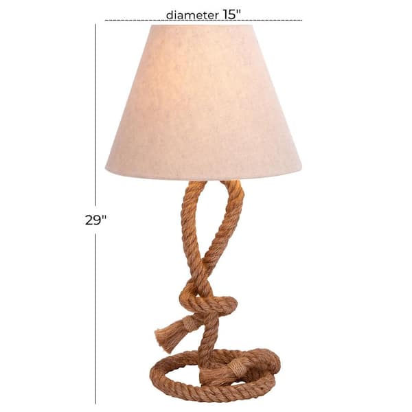 29 in. Brown Jute Twisted Rope Task and Reading Table Lamp