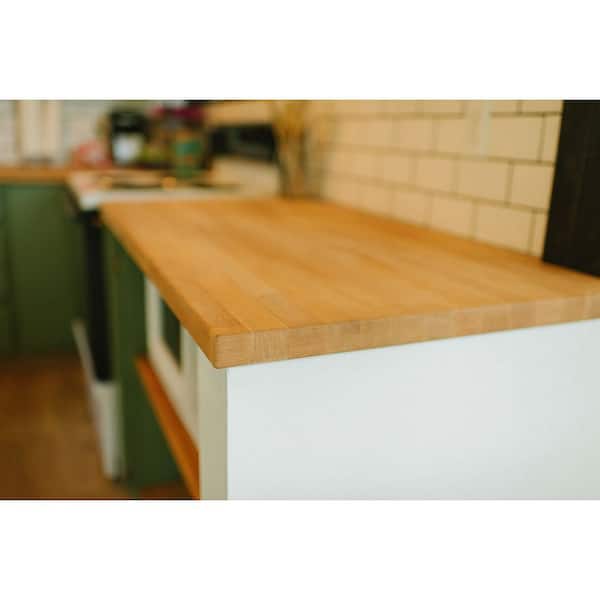 4 ft. L x 25 in. D Unfinished Beech Solid Wood Butcher Block Countertop With Eased Edge