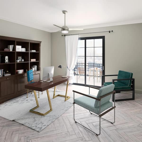 Midtown 48 in. LED Indoor Matte Nickel Ceiling Fan with Light and Remote Control