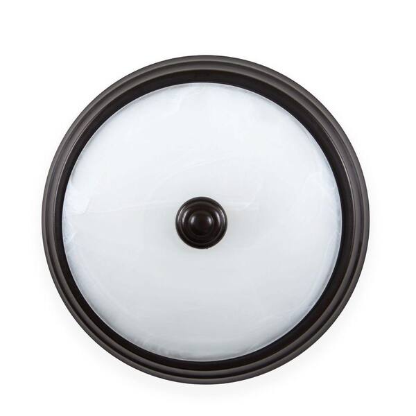 Satin Bronze Dimming LED Flush Mount with Alabaster Glass