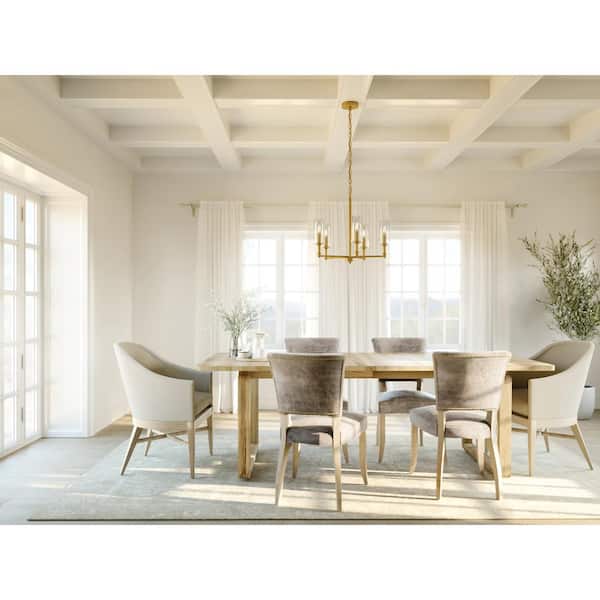 Soniat 22 in. 5-Light Classic Gold Traditional Shaded Cylinder Chandelier for Kitchen