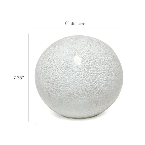 7.75 in. 1-Light White Mosaic Stone Ball Table Lamp
