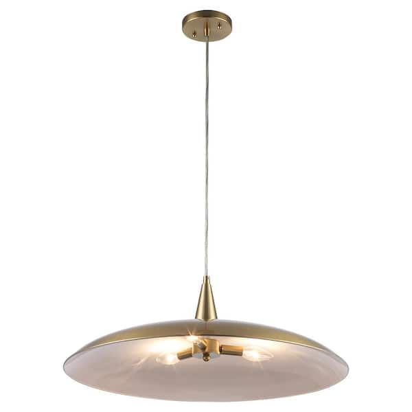 3-Light Brass Pendant Light Fixture with Metal Dome Shade