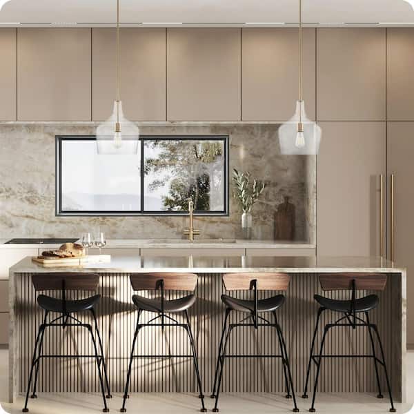 Lucy 16 in. 60-Watt 1-Light Cool Brass Modern Bowl Pendant Light with Clear Glass Shade