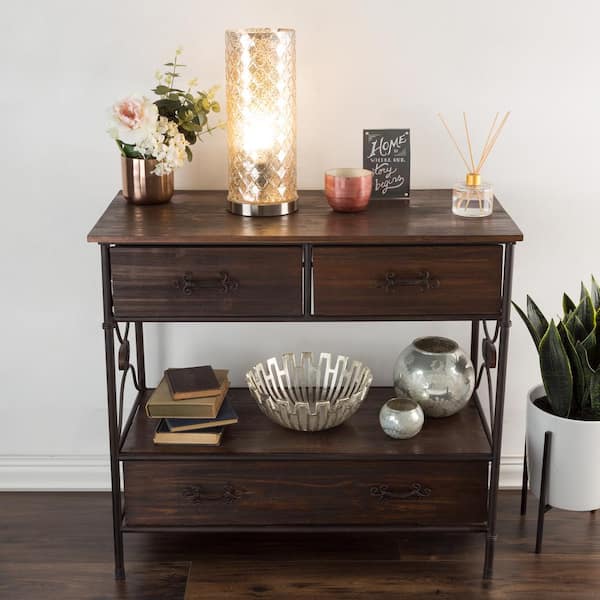 16 in. Silver Glass Uplight Lamp with Embossed Trellis Pattern Shade