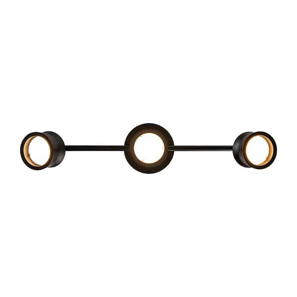 1.75 ft. 3-Light Black Integrated LED Track Lighting Kit with Round Back Adjustable Heads