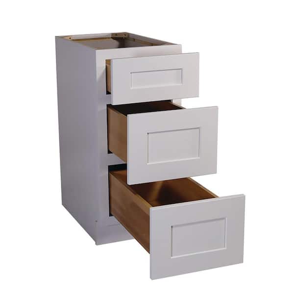 Brookings Plywood Assembled Shaker 18x34.5x24 in. 3-Drawer Base Kitchen Cabinet in White