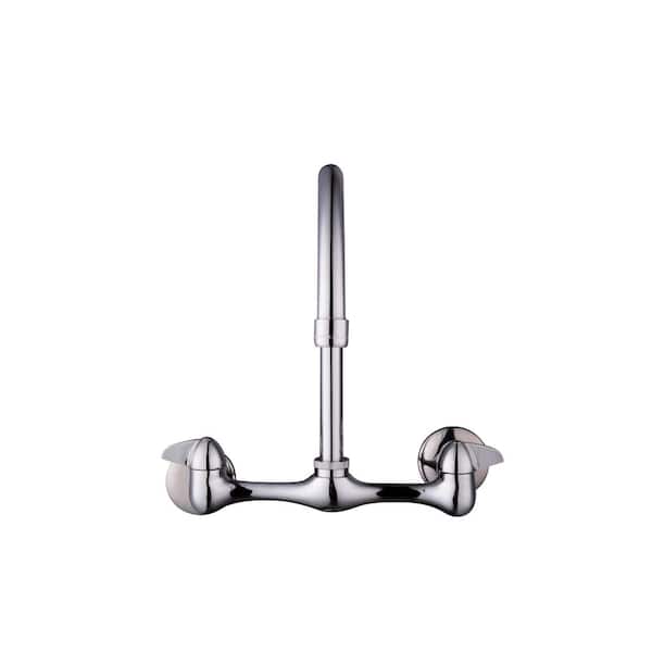 Builders Double-Handle Wall Mount Standard Kitchen Faucet in Polished Chrome