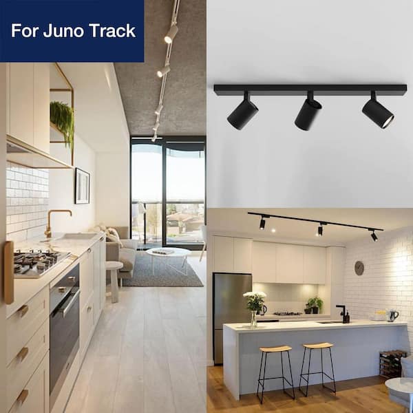 1-Light Black Integrated LED Linear Track Lighting Mini Cylinder Step Head (4-Pack)