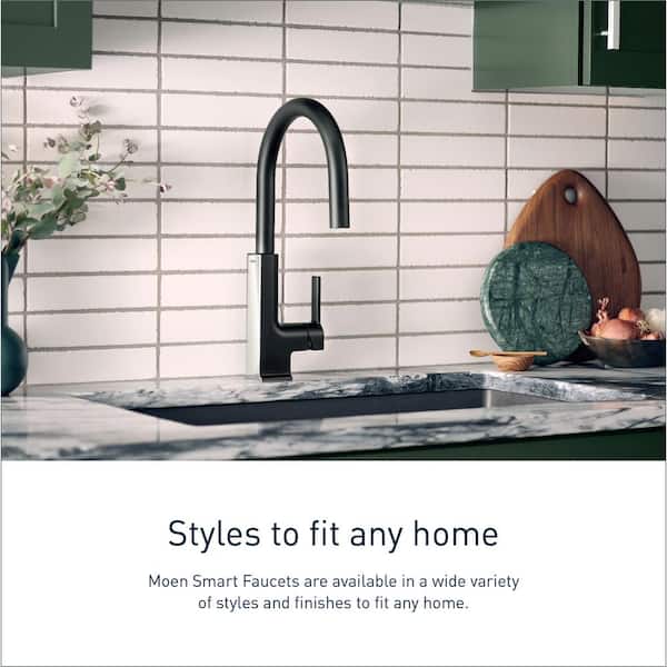 Sto Single-Handle Smart Touchless Pull Down Sprayer Kitchen Faucet with Voice Control and Power Clean in Matte Black