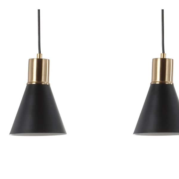 Apollo 33.5 in. 3-Light Adjustable Modern Metal LED Pendant, Black/Brass Gold