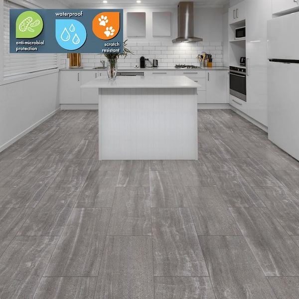 Blackwater Crescent 6 MIL x 12 in. W x 24 in. L Click Lock Waterproof Vinyl Tile Flooring (23.8 sqft/case)