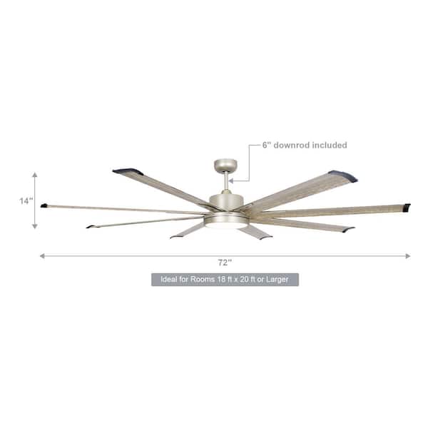 Bankston 72 in. Integrated LED Brushed Nickel Ceiling Fan with Light and Remote Control