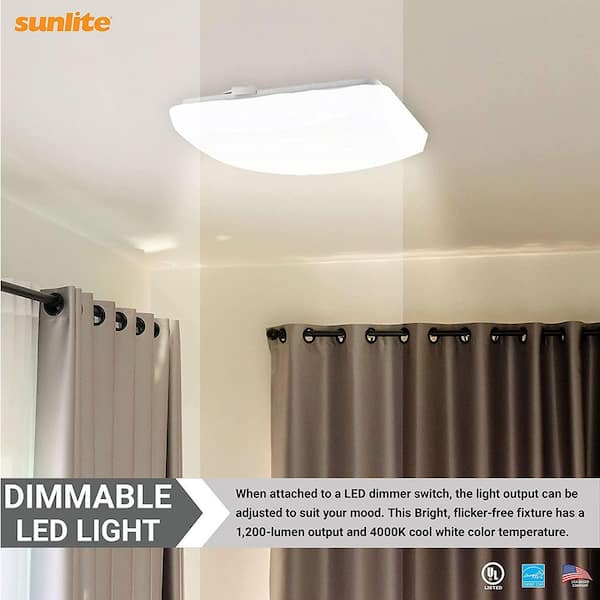 11 in. 1-Light White Dimmable Square Mushroom LED Flush Mount Light, Cool White 4000K