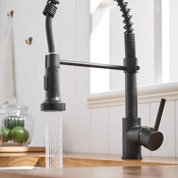 Stainless Steel Faucet Single-Handle Faucet Pull-Down Sprayer Kitchen Faucet Black