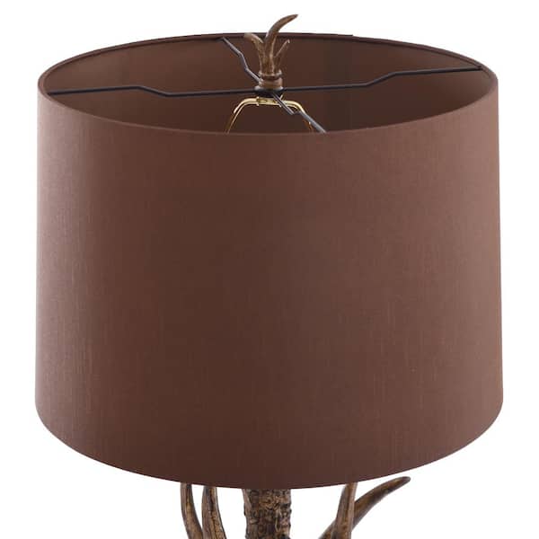 Dalton 32 in. Dark Brown Table Lamp with Chocolate Hardback Fabric Shade
