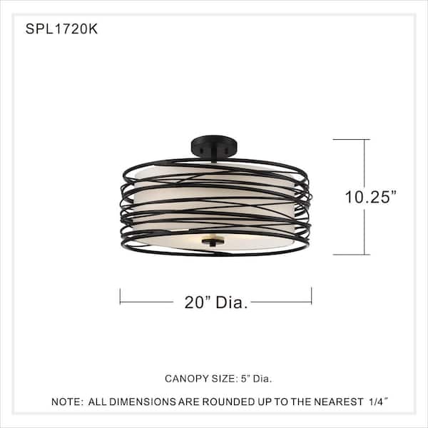 Spiral 3-Light Mystic Black Semi-Flush Mount