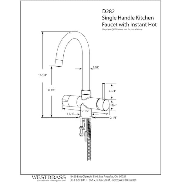 14 in. 1-Handle Hot and Cold Water Dispenser Faucet with Instant Hot Water Tank, Polished Chrome