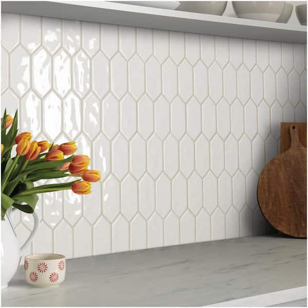 LuxeCraft White 11 in. x 12 in. Glazed Ceramic Picket Mosaic Tile (8.76 sq. ft./Case)
