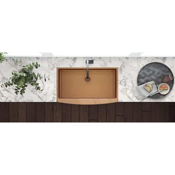 Farmhouse Apron-Front Stainless Steel 33 in. Single Bowl Kitchen Sink in Copper Tone Matte Bronze