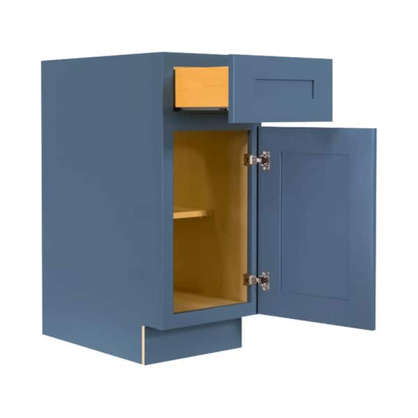 Lancaster Blue Plywood Shaker Stock Assembled Base Kitchen Cabinet 18 in. W x 34.5 in. D H x 24 in. D