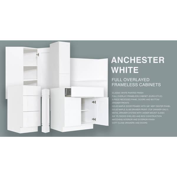 Anchester Assembled 6 in. x 34.5 in. x 24 in. Base Spice Drawer Cabinet in White
