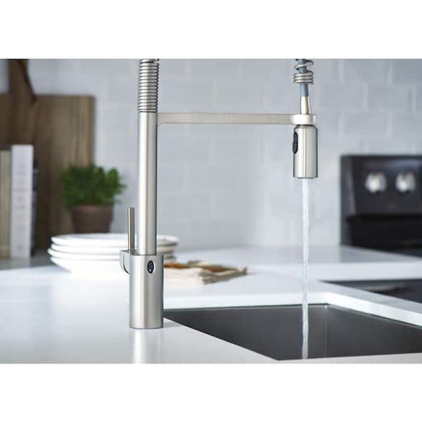 Align 1-Handle Pre-Rinse Spring Pulldown Kitchen Faucet with MotionSense Wave and Power Clean in Spot Resist Stainless