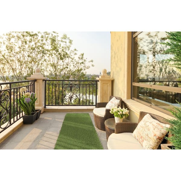 26 in. x 36 ft. Green Artificial Grass Runner Rug