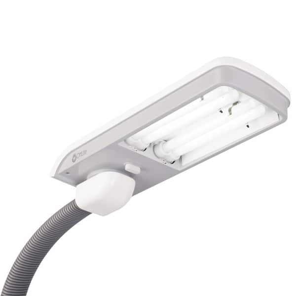 36-Watt Pivoting Shade 45.13 in. Neutral Gray Floor Lamp