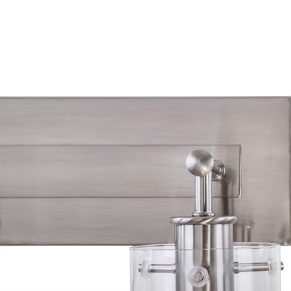Regan 21 in. 3-Light Brushed Nickel Bathroom Vanity Light with Clear Glass Shades