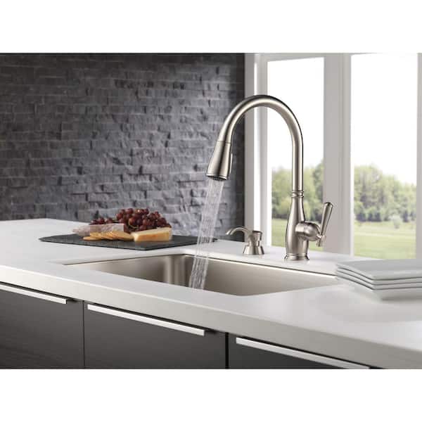 Charmaine Single-Handle Pull-Down Sprayer Kitchen Faucet with Soap Dispenser and ShieldSpray Technology in Stainless