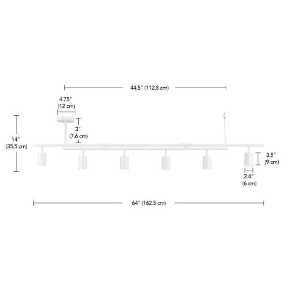5.3 ft. 6-Light Matte White Flexible Track Lighting Kit with Center Swivel Bars