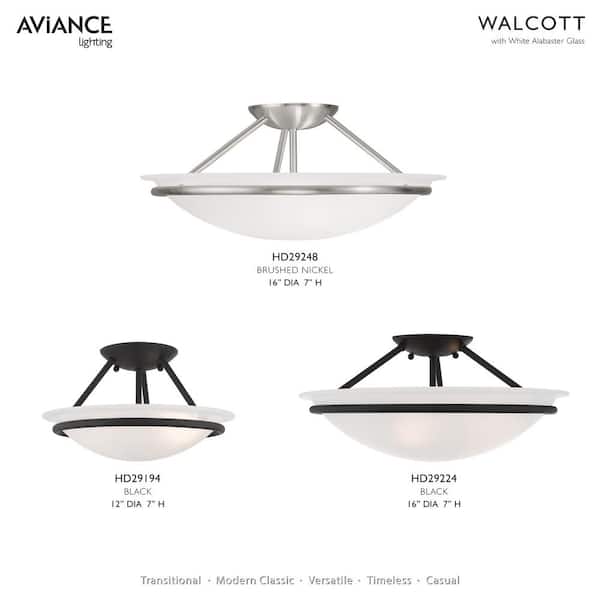 Walcott 3-Light Ceiling Black Incandescent Semi-Flush Mount