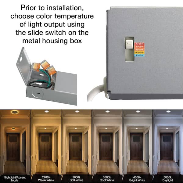 6 in. Canless Adjustable CCT Integrated LED Recessed Light Trim with Night Light 900 Lumens New Construction Remodel