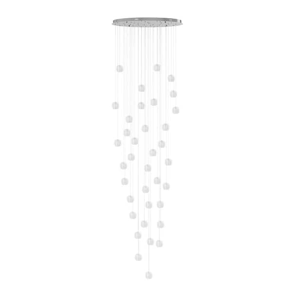 36-Light Modern Chrome Spiral Crystal Raindrop Chandelier Foyer High Ceiling Large Chandelier