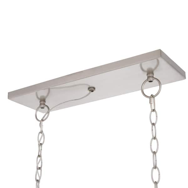 Boswell Quarter 5-Light Brushed Nickel With Weathered Wood Accents Coastal Linear Island Chandelier Bulbs Included