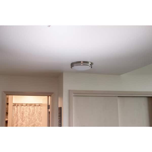 Ripon 14-1/2 in. Satin Nickel Integrated LED Ceiling Flush Mount Light