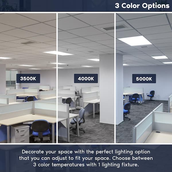 2x4 FT 3750/5000/6250 Lumens Integrated LED Panel Light 3 Color Options 3500K/4000K/5000K Dimmable 30/40/50W 12-Pack