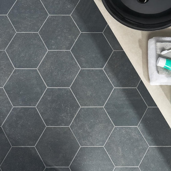 Sanskrit Black Hex 8.86 in. x 10.20 in. Matte Porcelain Floor and Wall Tile (9.47 sq. ft./Case)