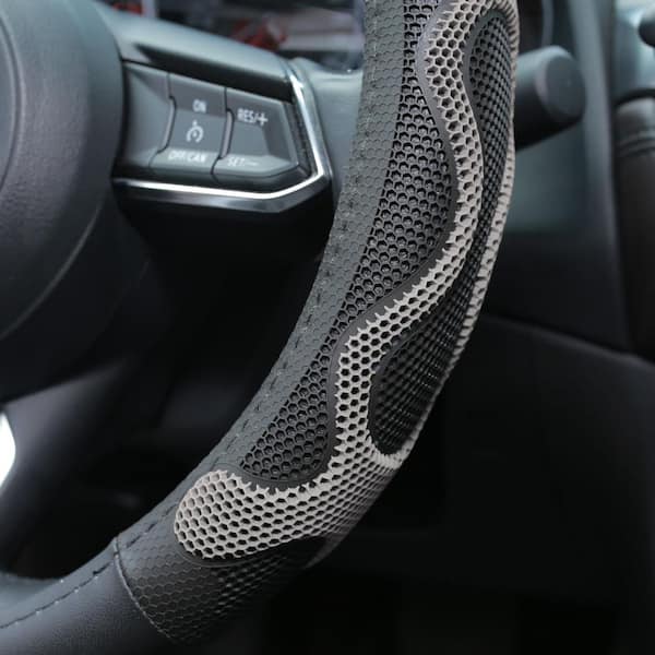 Universal Leather Car Steering Wheel Cover with Silicone Anti-Slip Grip