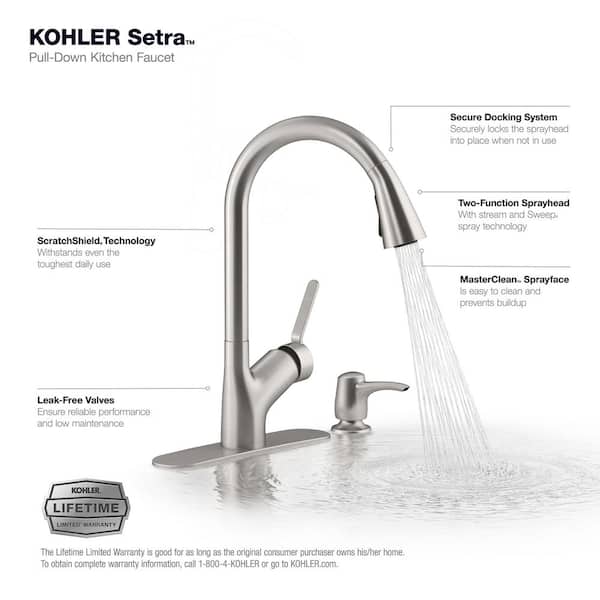 Setra Single-Handle Pull-Down Sprayer Kitchen Faucet in Vibrant Stainless