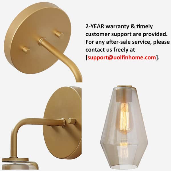 Modern Geometric Wall Sconce Mila Transitional 1-Light Brass Gold Tube Vanity Light with Frosted Glass Shade