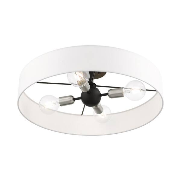 Venlo 4 Light Black with Brushed Nickel Accents Semi Flush Mount