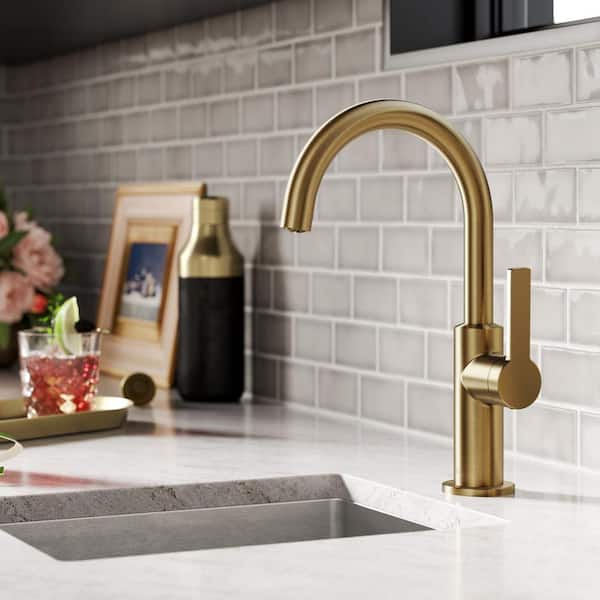 Oletto Single-Handle Kitchen Bar Faucet in Brushed Brass