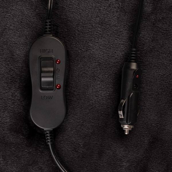 Heated Blanket - Portable 12-Volt Electric Travel Blanket for Car, Truck, or RV (Black)