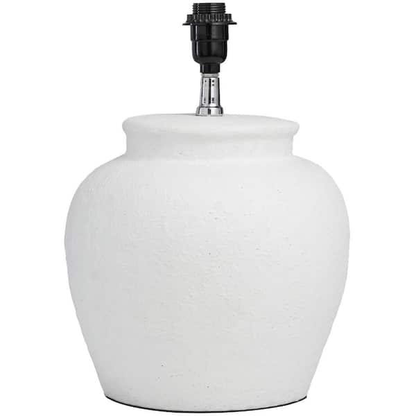 24 in. White Cement Pot Inspired Task and Reading Table Lamp with Textured Exterior