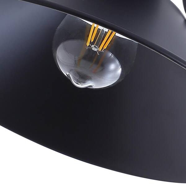 12 in. 1-Light Farmhouse Black Semi-Flush Mount Light Industrial Close to Ceiling Lighting