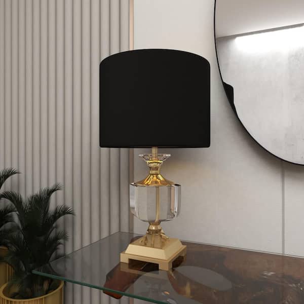 24 in. Black Crystal Task and Reading Table Lamp with Gold Accents