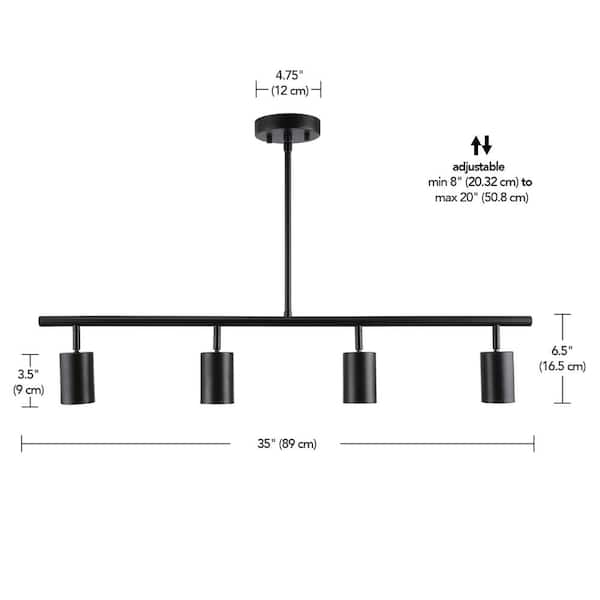 Willard 2.92 ft. 4-Light Matte Black Adjustable Height Linear Track Lighting Kit